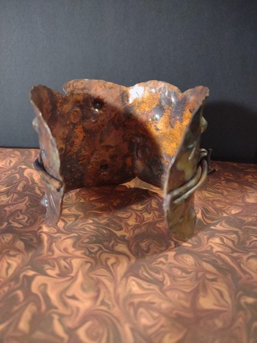 Handarbeit Kupfer & Stacheldraht Floral gestempelt Rustikal Breite Manschette Unisex Armband - Bild 5 von 13