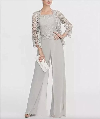 NWT LAN Ting Elegant 3pc Chiffon & Lace Mother Of The Bride/son Pants Suit Green - Picture 16 of 16