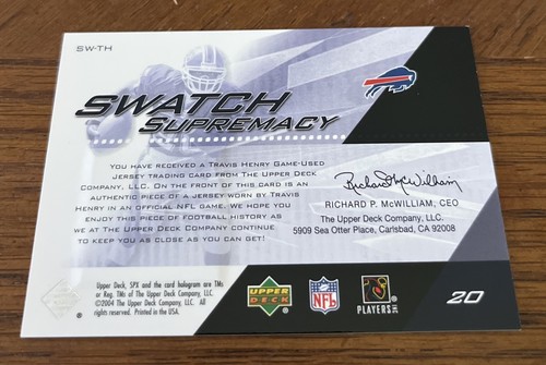 Travis Henry 2004 SPX Swatch Supremacy GAME-WORN JERSEY Buffalo Bills - Picture 2 of 2