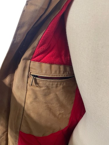 Vintage Carhartt Santa Fe Classic Red Quilt Lined Tan Jacket Large USA Brown Tan - Picture 2 of 17