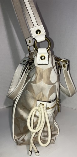 Coach margherita cuore papavero firma logo tasca spalla/borsa F20101 cachi/crema - Foto 13 di 18