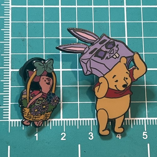 Pooh & Piglet Easter Basket Eggs Bunny 2 Pin Set- LE 2400 Disney Pins Winnie The - Picture 13 of 15