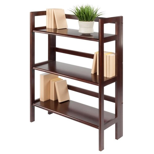 Winsome Terry 3-Tier Solid Wood Folding Book Shelf in Antique Walnut - Picture 11 of 13