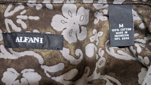 Alfani Floral Aloha Hawaiian Shirt Long Sleeve ~ NWOT ~ Sage Smoke ~ Mens Medium - Picture 3 of 3