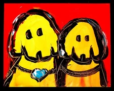 TWO DOGS   ART  CANVAS PRINT stretched fine art POP ART  Y88TT5