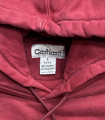 Sudadera con capucha vintage Y2K CARHARTT envejecida granate pesada gruesa ropa de trabajo para hombre L-alto - Imagen 6 de 6