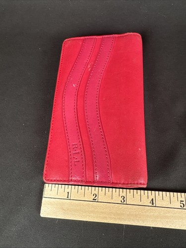 Cartera para tarjetas de cuero rosa Lauren Ralph Lauren diseñador preppy cierre a presión y cremallera - Imagen 10 de 11