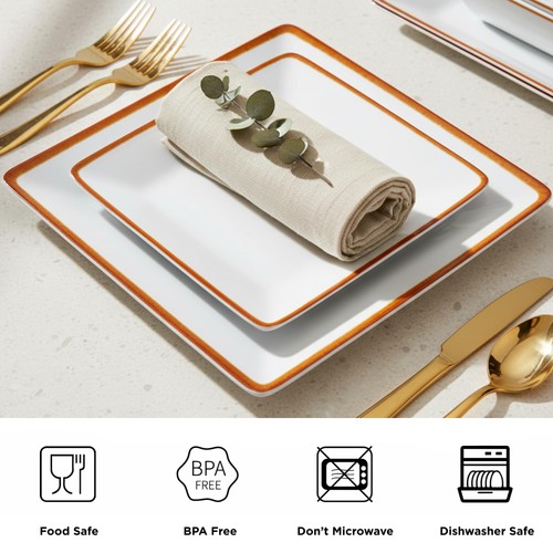 12-Piece Dinnerware Set, Melamine Dishes Set with Bowls and Plates, Non-break... - Picture 2 of 8