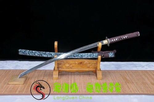 Espada afilada samurai japonesa Katana acero T10 templado arcilla plegada espiga completa - Imagen 2 de 9