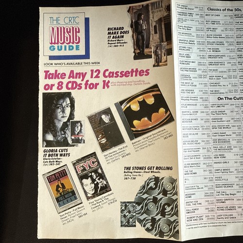 The CRTC Music Guide CDs Cassettes Batman Stones 1989 Print Ad Art Ephemera 80s - Picture 2 of 6