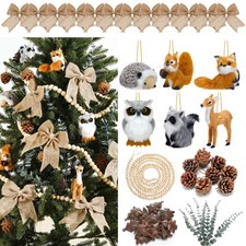55 Pcs Woodland Christmas Ornaments Set with 6 Woodland Animals Ornaments 10f...