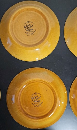 Vintage Golden Amber Ridgway Ironstone 6 Kaffeetassen, Untertassen und Milchkännchen Set - Bild 16 von 21