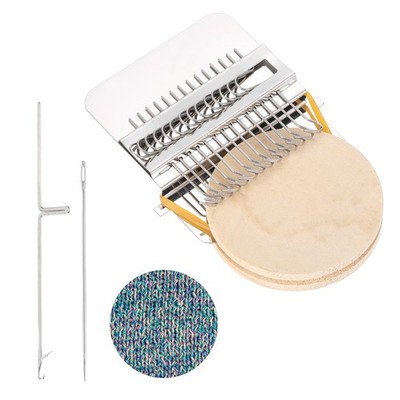 Speedweve Darning Loom, 14 Hooks Mini Weaving Knitting Machine Silver