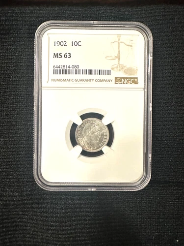 NGC MS63 1902 BARBER DIME