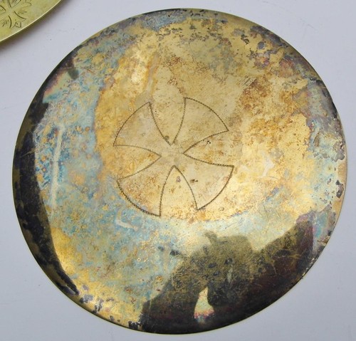 Antiguo Sacerdote Plata Dorado Patena Viajero Iglesia Altar Eucaristía Sacramento - Imagen 5 de 5