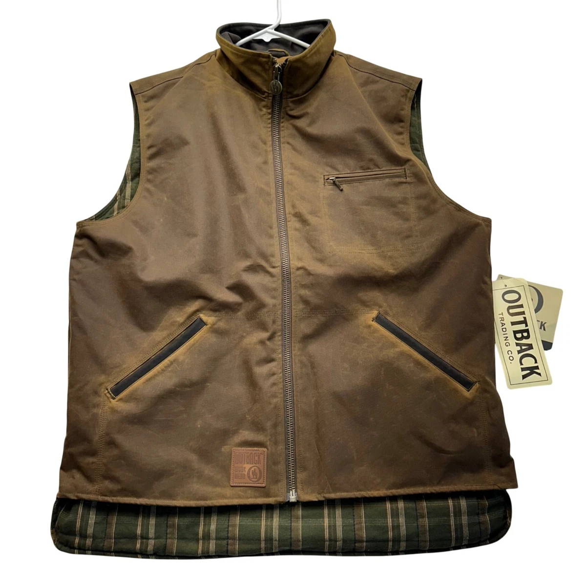 Gilet Outback Trading Sawbuck uomo taglia XXL cotone cerato pelle