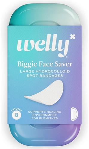 🆕 Welly Bandages - Biggie Face Savers, Hydrocolloid Acne Blemish 8 Count - Foto 1 di 7