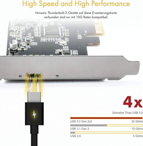 Karta ICY BOX USB 3.2 z portem USB 3.2 Gen 2x2 (20 Gb/s), USB-C, wbudowana w PCI - Zdjęcie 5 z 7