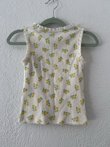 Mini Boden Yellow and White Floral Pointelle Cotton Tank Top Size 3-4 Years - Picture 4 of 7