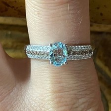 Natural Aquamarine Sterling Silver Ring Size 9
