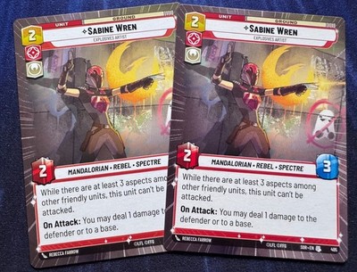 Star Wars Unlimited Spark of Rebellion SOR 2X Sabine Wren HYPERSPACE Card