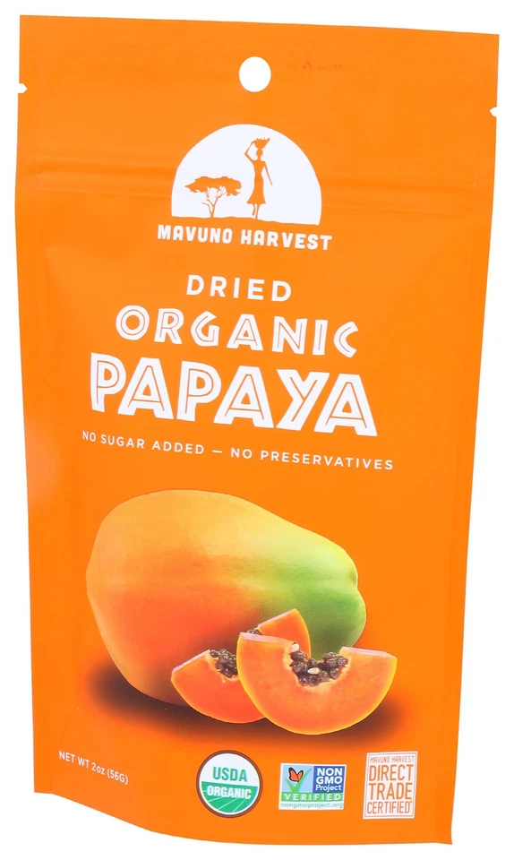 Papaya seca de comercio justo 2 onzas bocadillo saludable fruta EE. UU. Foto 4 de 4