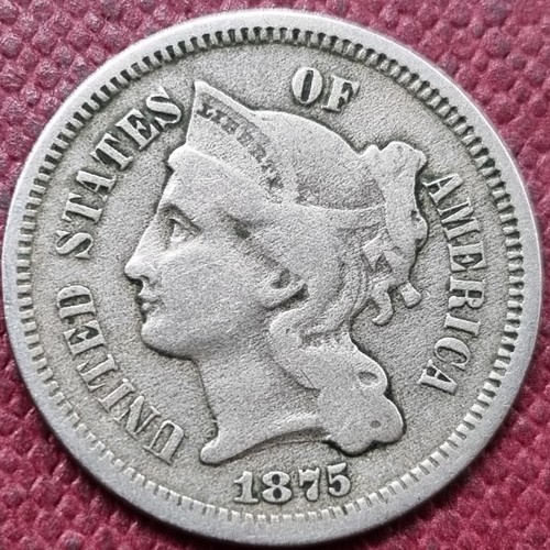 1875 Three Cent Piece Nickel 3c Better Grade #96855 - Picture 1 of 2