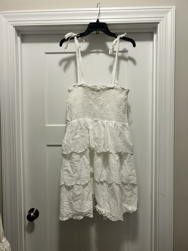 American Eagle white eyelit ruffled spaghetti strap sundress Women's size XL - Picture 7 of 7