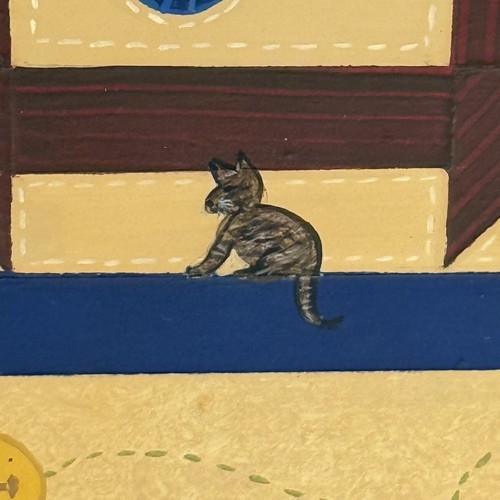 Wooden Quilt Hand Painted Artwork Wall Hanging Patchwork 17” Square Signed Dated - Picture 11 of 16
