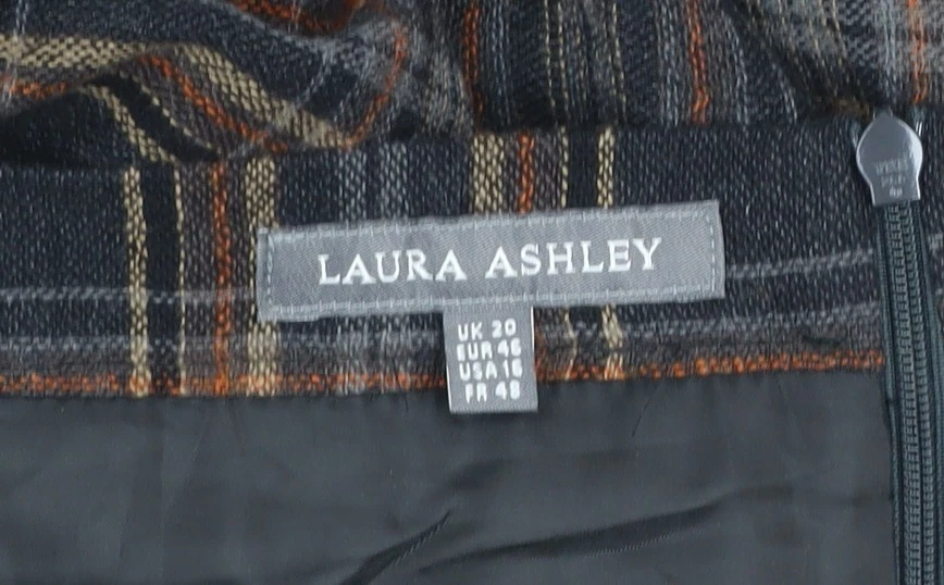 Laura Ashley Women’s Brown Plaid Midi A-Line Skirt Size 20 - Image 4 of 4
