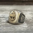 Vintage US Navy Ring Sterling Silver Mother Of Pearl Sweetheart 10KT GF Sz 8.5