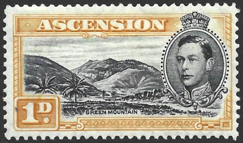 Himmelfahrt, KGVI, 1938-53, SG#39b, 1d schwarz-gelborange, P13, MH, #F11852