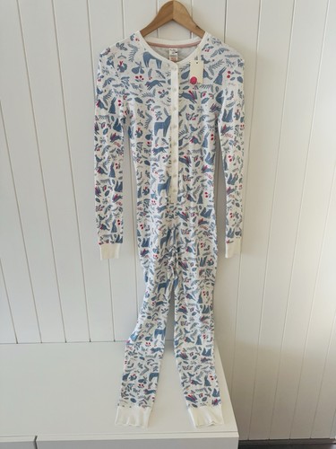 Mini Boden BNWT Pyjamas Size 14 Y One Piece Cotton Blue White Unisex Button Up