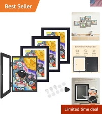 Kids Artwork Frame Magnetic Changeable Storage 4 Pack Black 8.5x11