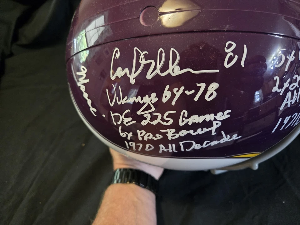 Carl Eller Signed several inscriptions F/S Helmet JSA COA - Image 3 of 4