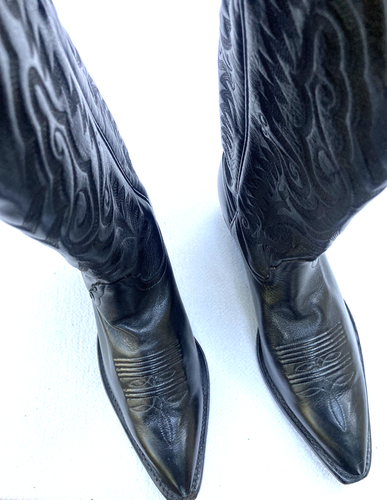 Tony Lama Women's Size 6M, Black Leather Cowgirl Boots, Vintage, EUC