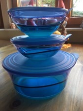 Tupperware Eleganzia 2,3 Liter Schüssel + 2x 600 ml Schalen blau türkis 8 tlg. !