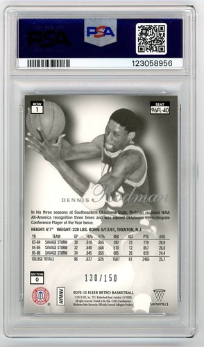 2012 Fleer Retro #40 Dennis Rodman Flair Legacy Row 1 SP /150 PSA 9 Mint HOF - Bild 2 von 2