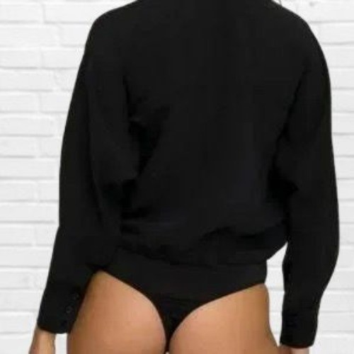 Good American Utility Wrap Bodysuit Top Long Sleeve Pullover Oversize Blouse NWT - Picture 7 of 13
