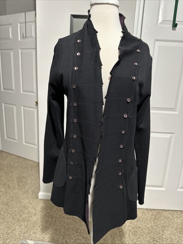 Parsley & Sage Black And Purple Cotton And Rayon Reversible Jacket Button Detail - Bild 5 von 8