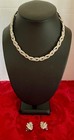 VTG ORA Parure Clear Rhinestone XO Choker & Matching Earrings 14in+3in extender — photo 1