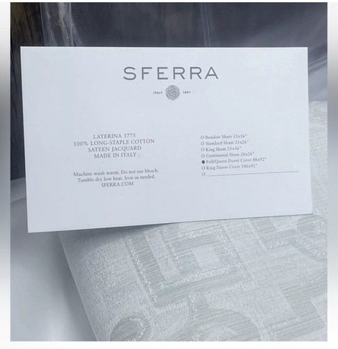 Sferra Laterina F/Queen Duvet Cover Silversage Soft Cotton Sateen Jacquard. New! - Picture 16 of 17