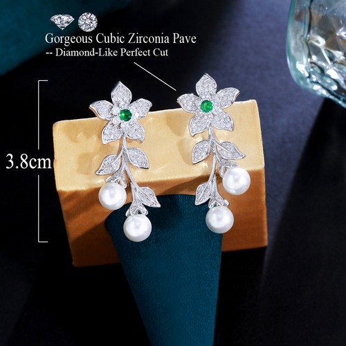 Orecchini perle zirconi placcati argento pendenti goccia perno cerchio donna gioielli - Foto 277 di 570