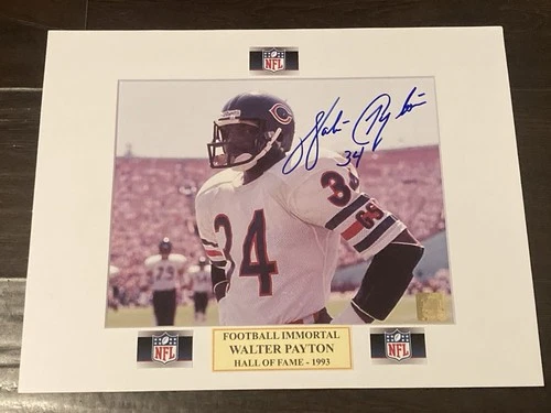 Walter Payton Autograph “BEARS” Signed 8x10 Photo In A 11x14 Matt.HOF. With COA