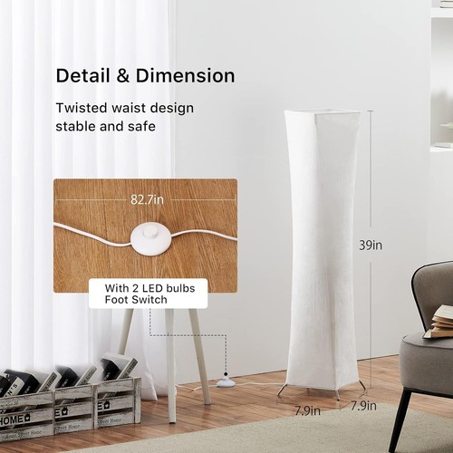 Floor Lamp 64" Tall Dimmable and RGB Color Changing LED White Fabric Shade Round - Picture 3 of 9