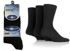 6 Pairs Eazygrip Men's Diabetic Cotton Rich Honey Comb Top Socks Size 6-11 39-46