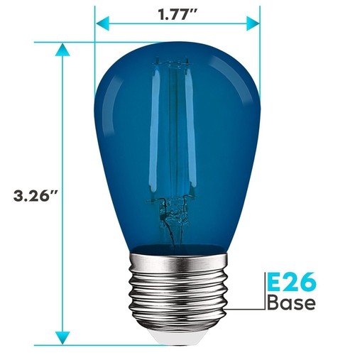 Luxrite S14 Edison LED Blue Light Bulb for String Lights 0.5W UL E26 6 Pack - Picture 3 of 7