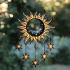 Moon And Stars Faux Stained Glass Suncatcher, Acrylic Sun Window Hanging