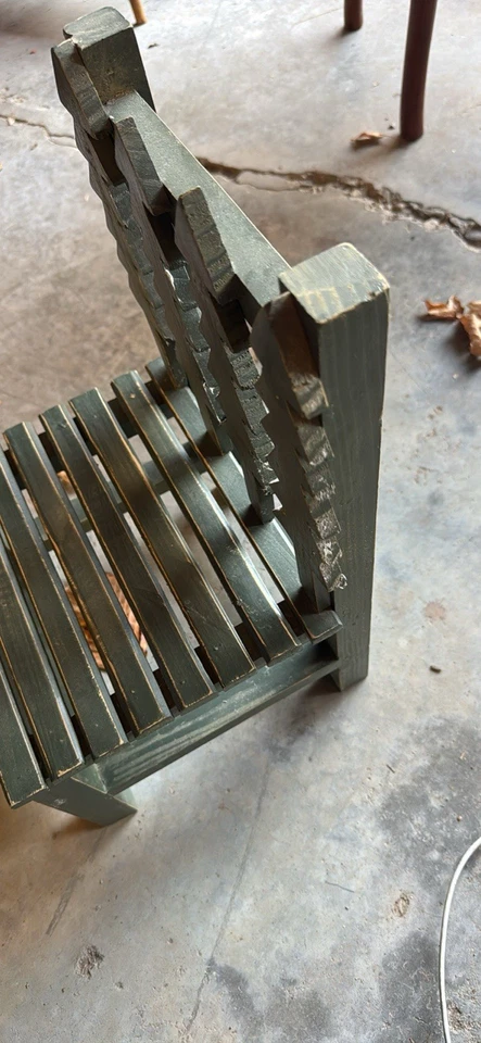 Mini silla vintage de madera maciza o soporte para plantas vacaciones Navidad pino Foto 4 de 4