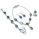 Abalone Shell Oval Shape Gemstone Handmade 925 Sterling Silver Jewelry Set V383